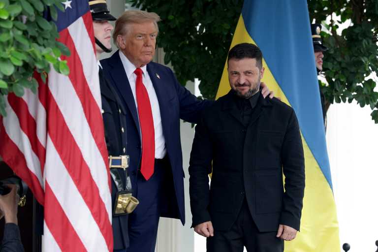 ‘It’s the best I have’ Zelenskyy tells Trump after attending talks in black suit with no tie