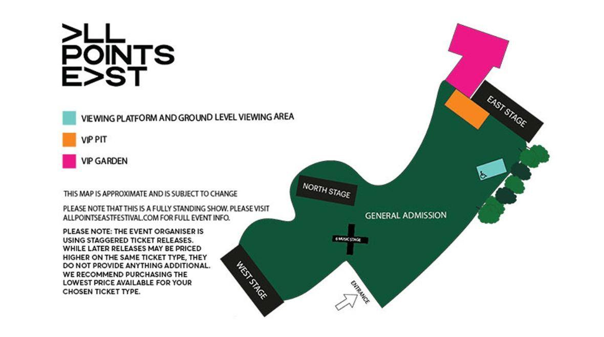 The All Points East site map for Victoria Park